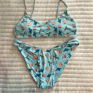 Grey Bandit Bikini set. Scoop top, moderate coverage bottom. Size large